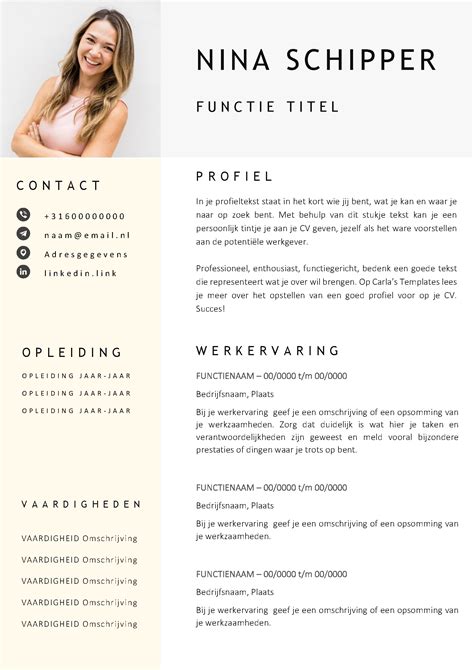 Gratis cv template 1 - Voorbeeld CV in Word (Gratis)