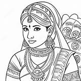 Indian Girl In Traditional Attire Coloring Page 37293 29484 sketch template