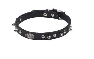 Harley-Davidson Black Leather Spiked Collar 5/8" x 16" | Leather dog collars, Black leather ...