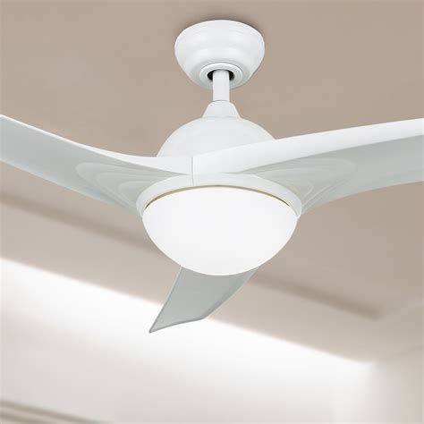 Ceiling Fan w/ LED Light 52" White Finish with Three White Color ...