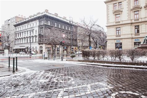 Budapest, Hungary - February 2019: Center Street of the Budapest in ...