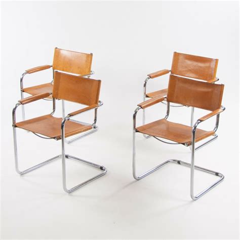 Vintage Mart Stam S34 for Fasem Cognac Leather Cantilever Lounge Chairs ...