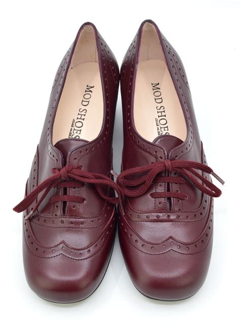 The Faye Brogue In Oxblood Leather – Vintage Style Ladies Shoes – Mod Shoes