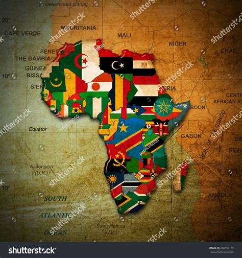 Africa,Continent, Flags, And Map Africa Background Stock Photo 280599119 : Shutterstock