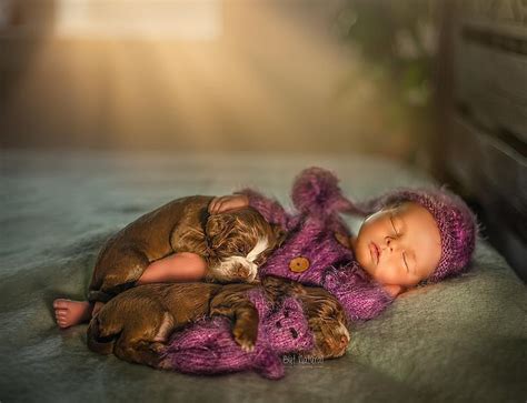 30+ Adorable Newborn Babies Sleeping With Baby Animals