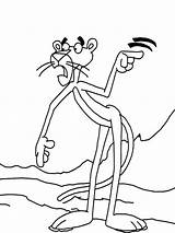 Pink Panther pointing finger coloring Page sketch template