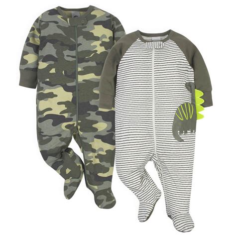 Gerber® Baby Boys' 2-Pack Sleep 'N Play, Green Dinosaurs and Camo Sleepers | Walmart Canada