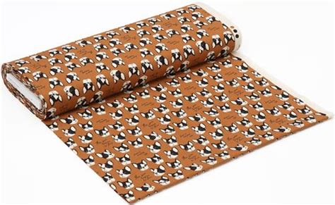 brown Canvas fabric with dog animal by Kokka Japan Fabric by Kokka ...