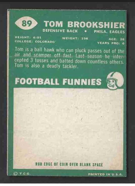 Sportlots Auctions: 1960 Topps Tom Brookshier (RC) -#89- Eagles