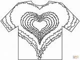 Tie Dye Heart T Shirt Coloring Page Free Printable  sketch template