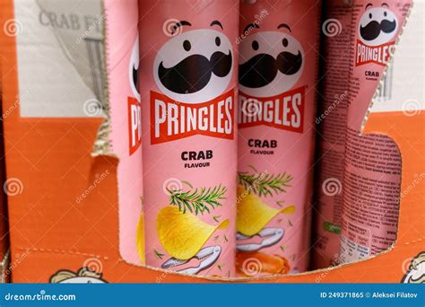 Pringles Crab Flavour. Cardboard Tube Can With Pringles Potato Chips On ...