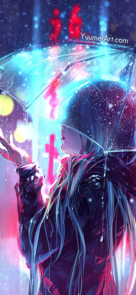 1242x2688 Raining Anime Girl Blur Lights 4k Iphone XS MAX HD 4k Wallpapers, Images, Backgrounds ...