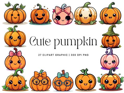 Cute Pumpkin Clipart Bundle Design Graphic by DesignScotch · Creative Fabrica