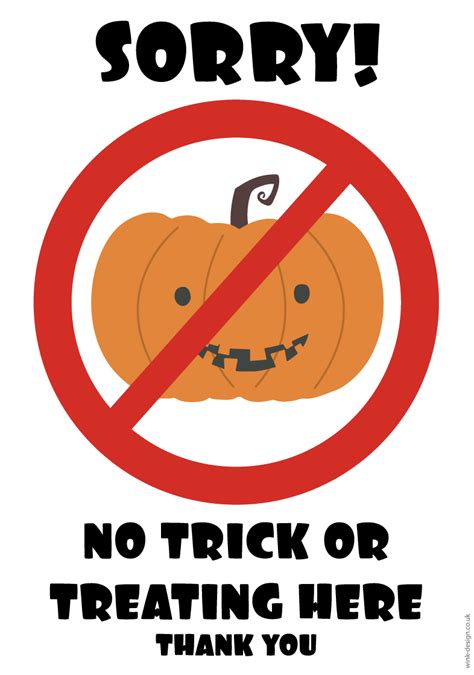 FREE Printable Halloween 'No Trick or Treating Here' Poster - Wink Design