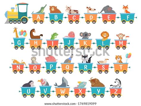 Alphabet Train Animals Cartoon Animal Illustration Stock Vector ...