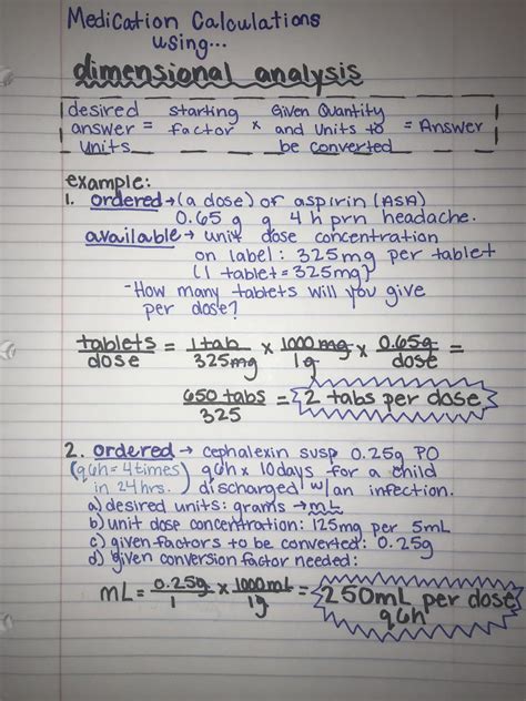 Dimensional Analysis Worksheet 2 | Worksheet for Education | Dimensional analysis, Nursing ...