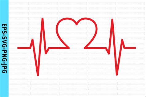 EKG Heart Vector Heart EKG Line Illustration par TGT Designs · Creative Fabrica