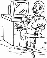 Kid Playing Video Game Coloring Page  Free Printable Pages sketch template