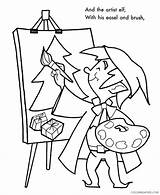 Artist Coloring Page Printable Sheets Santas Helpers Painter 2021 A  sketch template