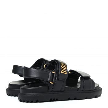 CHRISTIAN DIOR Lambskin Dioract Sandals 36.5 Black 818491 | FASHIONPHILE