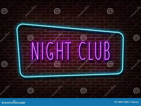 Neon Night Club Sign Vector. Light Banner Isolated on Brick Wall Stock Vector - Illustration of ...