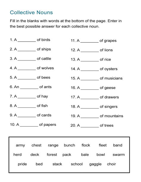 Collective Nouns Worksheet For Class Collective Nouns Worksheet | My ...