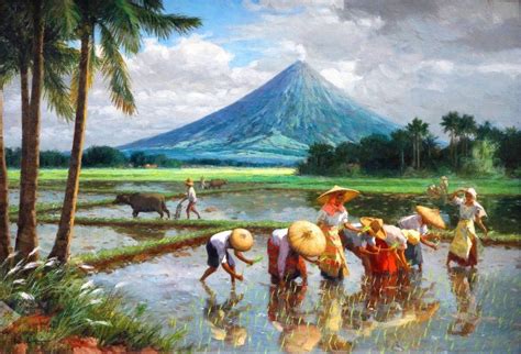 planting rice is never fun | Filipino art, Philippine art, Art village