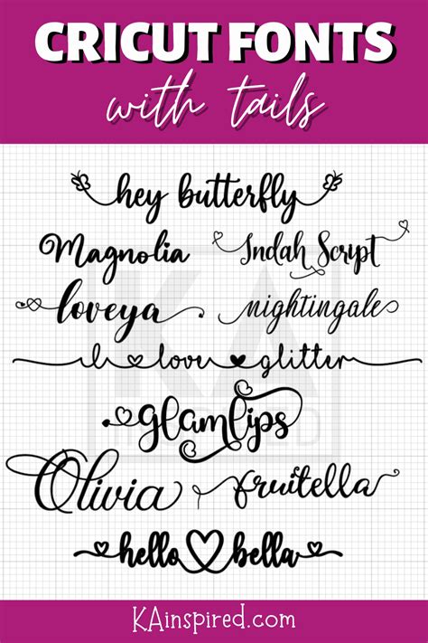 FREE CRICUT FONTS WITH TAILS AND EXTRA GLYPHS - KAinspired