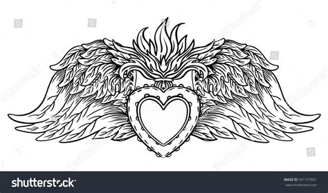 Sacred Heart Jesus Wings Vector Illustration: vector de stock (libre de ...