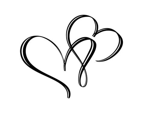 Hand drawn two Heart love sign. Romantic calligraphy vector illustration. Concepn icon symbol ...