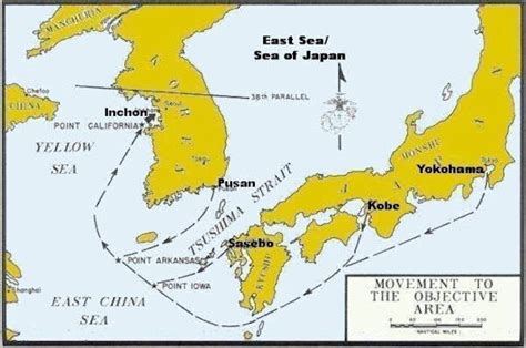 Map of Inchon Invasion Task Force Routes