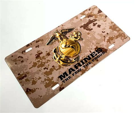 U.S. Marine Corps Steel Vanity License Plate - Tan Digital Camo