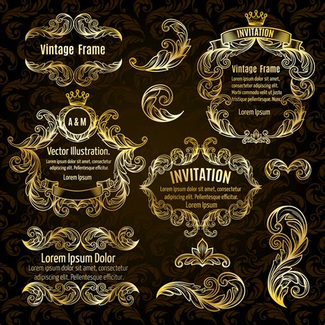 Vintage luxury frame golden vector 01 free download