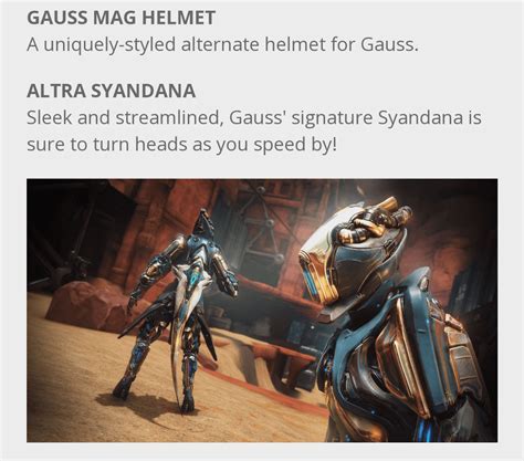 Gauss is getting a helmet called Mag. The circle is complete. : Warframe