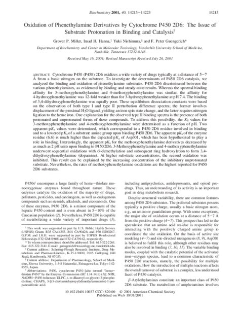 (PDF) Oxidation of Phenethylamine Derivatives by Cytochrome P450 2D6: The Issue of Substrate ...