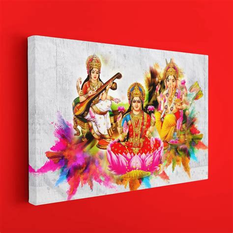 Laxmi Ganesh And Saraswati With Rangoli – Ritwikas