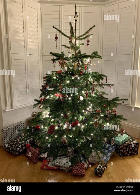 Christmas tree with presents underneath Stock Photo - Alamy