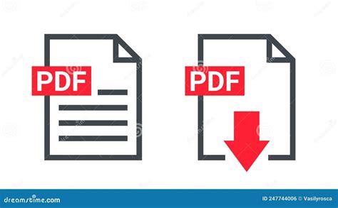 PDF File Icon Format. Pdf Download Document Image Button Vector Doc ...