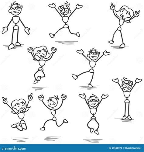 Happy Stickman Jumping Celebrating Cheering Stock Vector - Image: 39586075