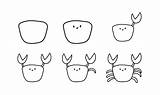 How To Draw A Cute Crab step By Sea Animal Cartoon coloring  sketch template