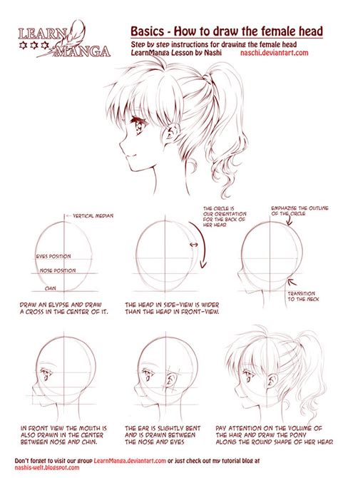 Learn Manga: How to draw the female head side by Naschi