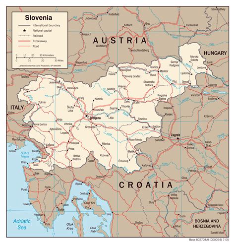 Large detailed political map of Slovenia with roads and cities ...