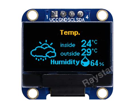 0.96" SSD1306 OLED 128x64 with I2C (Yellow+Sky Blue) - Raystar