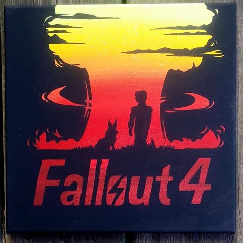 Fallout 4 fanart painting! 💫 10x10 acrylic on canvas Before and after clear coat spray. #fallout ...