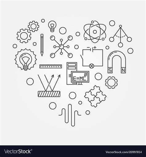 Physics heart creative symbol outline Royalty Free Vector