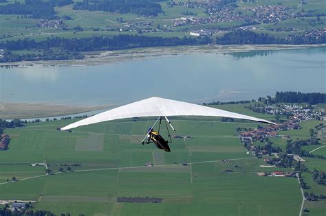 hang glider, hang gliding, air sports, sport, landscape, flying, lake ...