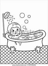 Bathing Boy Coloring Page Kids Vector Stock Royalty Free  sketch template