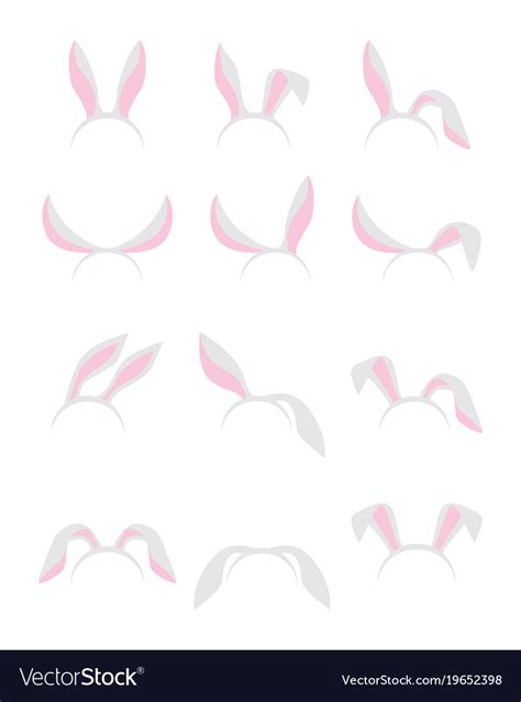 Easter cute bunny ears masks set Royalty Free Vector Image