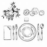 Conjunto De talheres Para Banquete Desenho Ilustração  sketch template