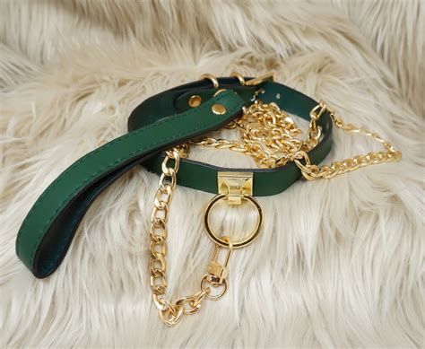 Green & Gold Collar & Leash Set– Kittens & Kink